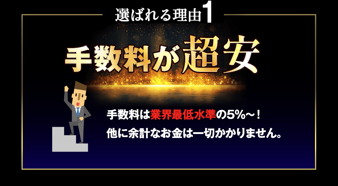 選ばれる理由1 手数料が超安